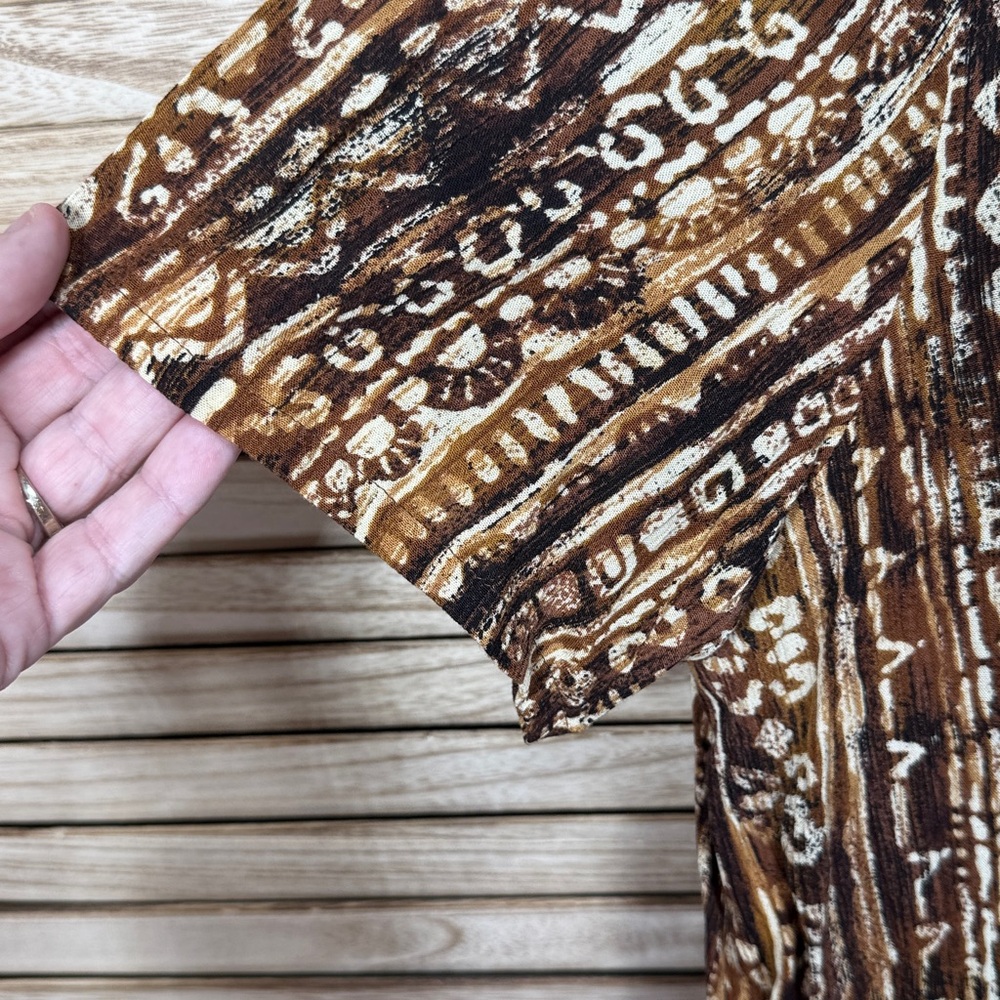 Outfit Dress Brown Patterned Two-Piece Set Maxi Size XL 1980's - Picture 3 of 15
